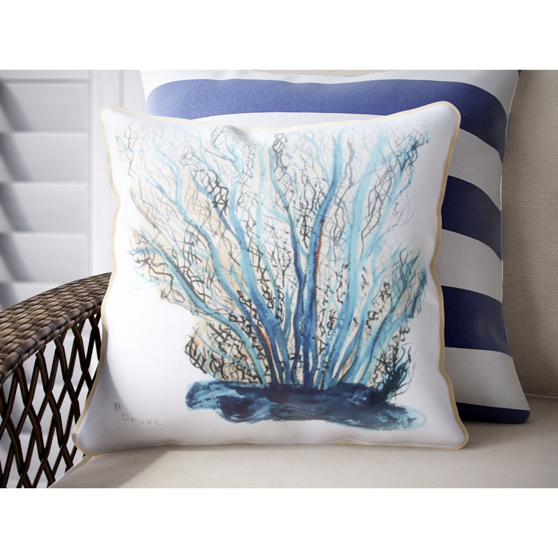 Betsy Drake Interiors Coastal Coral Indoor/Outdoor Throw Pillow